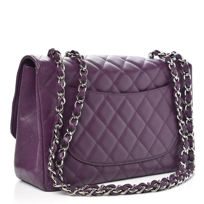 Chanel Caviar Quilted Jumbo Single Flap Purple 3 of 12