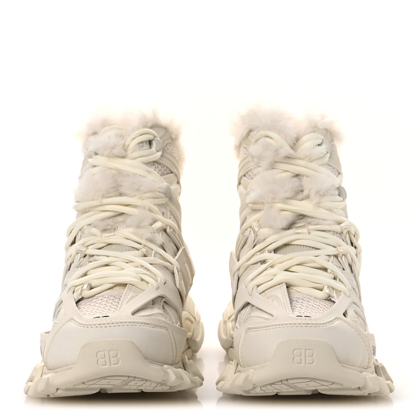 Mesh Nylon Faux Fur Womens Track Hike Sneakers 37 White