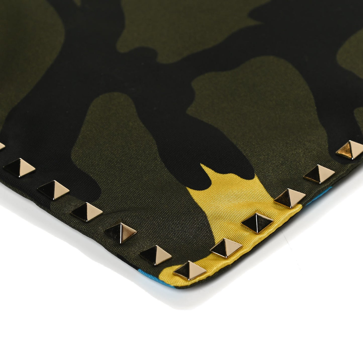 Nylon Camouflage Print Rockstud Zip Pouch Multicolor