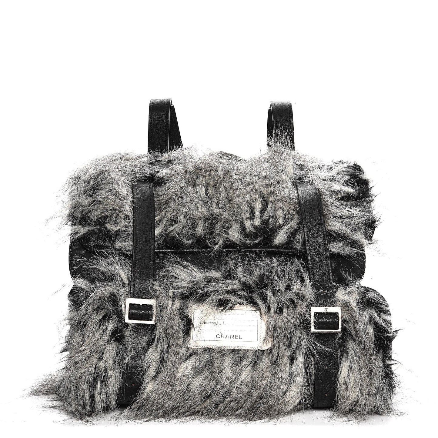 Iridescent Calfskin Fantasy Fur Backpack Grey