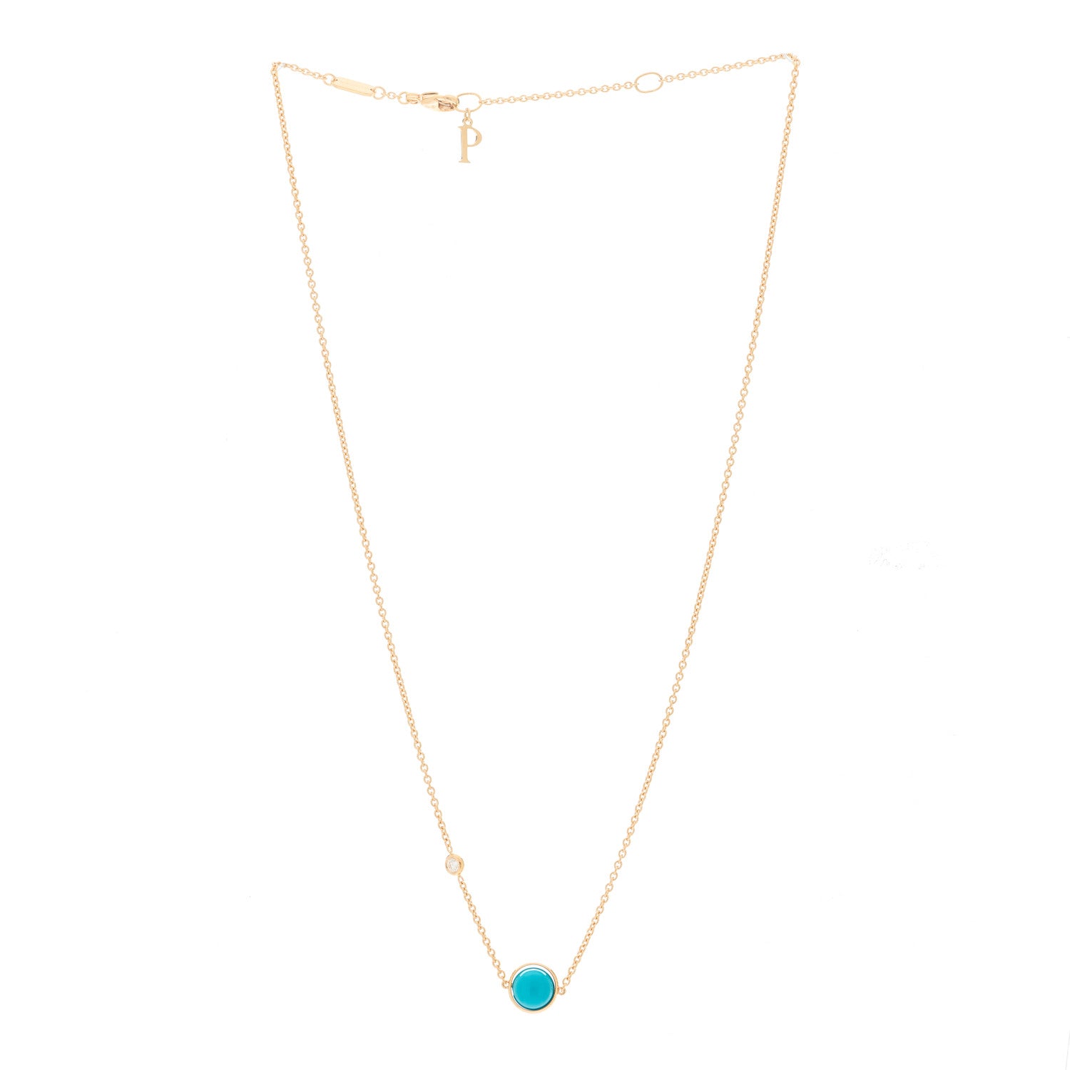 Piaget 18K Rose Gold Diamond Turquoise Possession Pendant Necklace 3 of 5