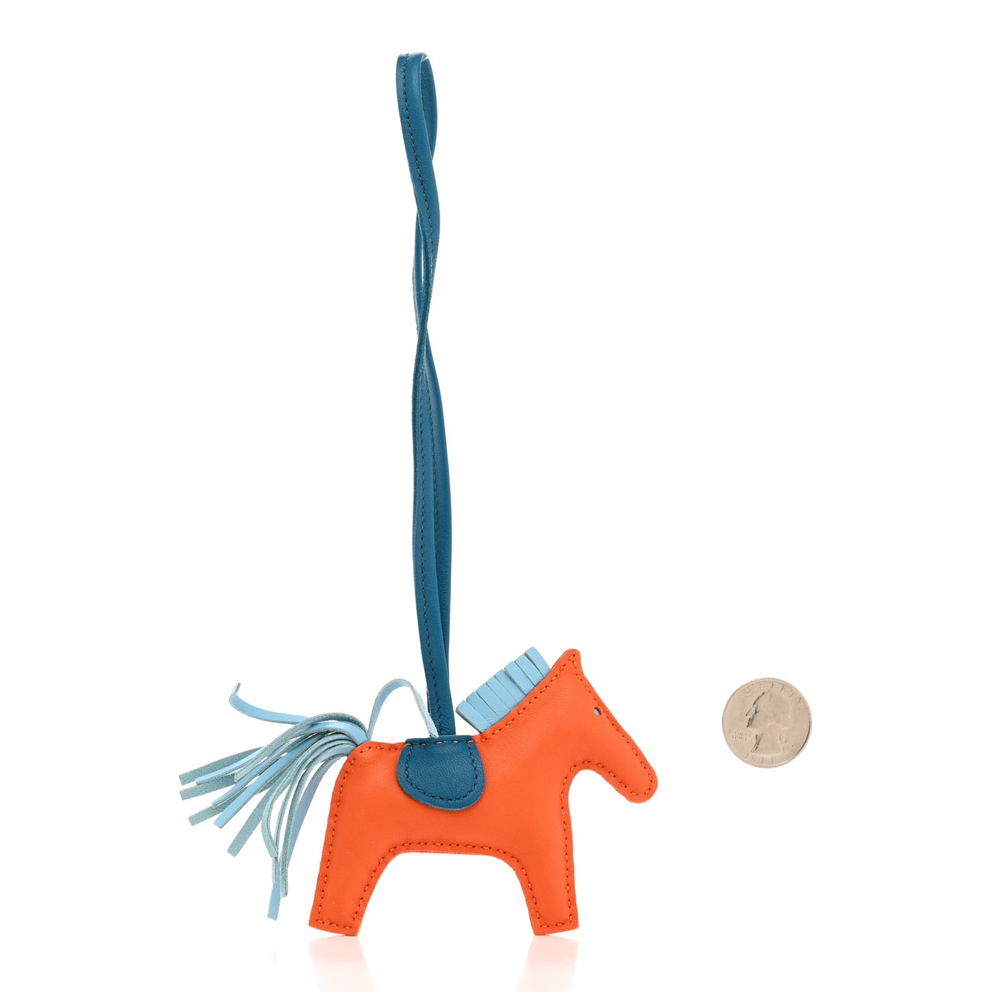 Milo Lambskin Grigri Rodeo Horse Bag Charm PM Orange Poppy Celeste Cobalt