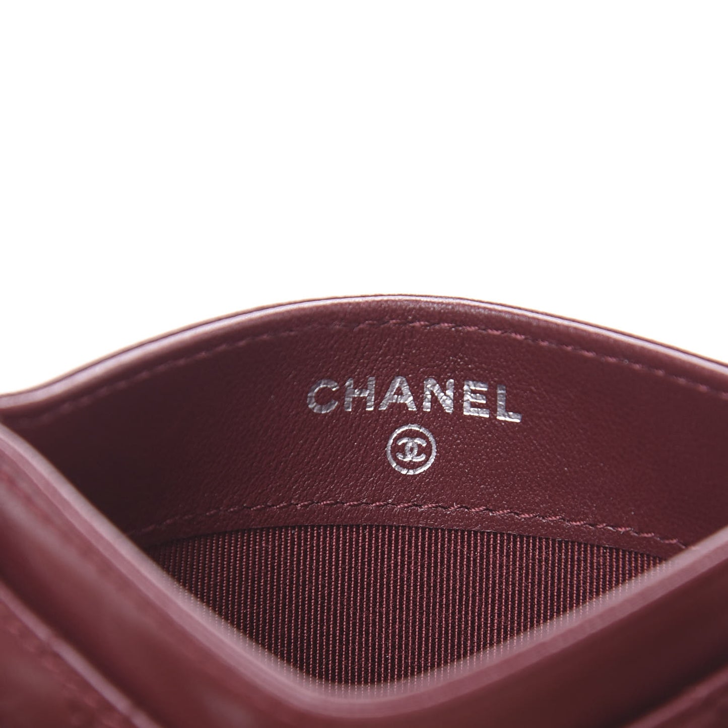 Lambskin Quilted Card Holder Burgundy