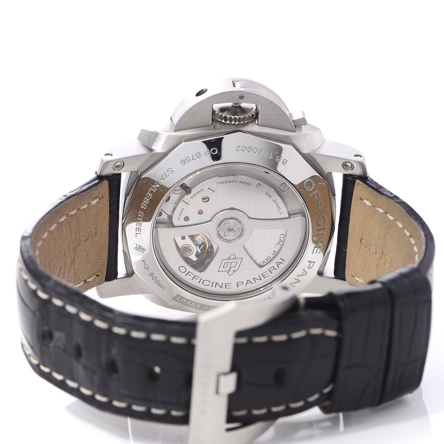 Stainless Steel Alligator 44mm 1950 3 Days GMT Power Reserve Automatic Watch Black PAM00321