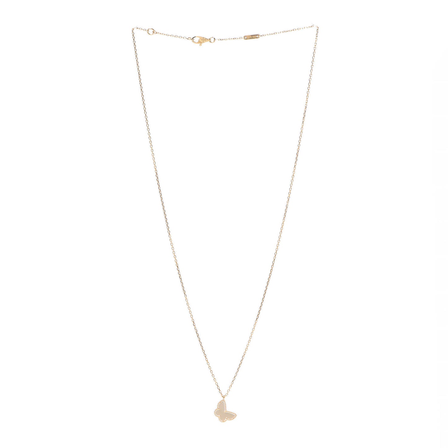 18K Yellow Gold Mother of Pearl Sweet Alhambra Butterfly Pendant Necklace