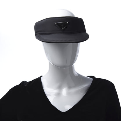 Prada Nylon Triango Metal Triangle Logo Womens Visor S Black 2 of 6