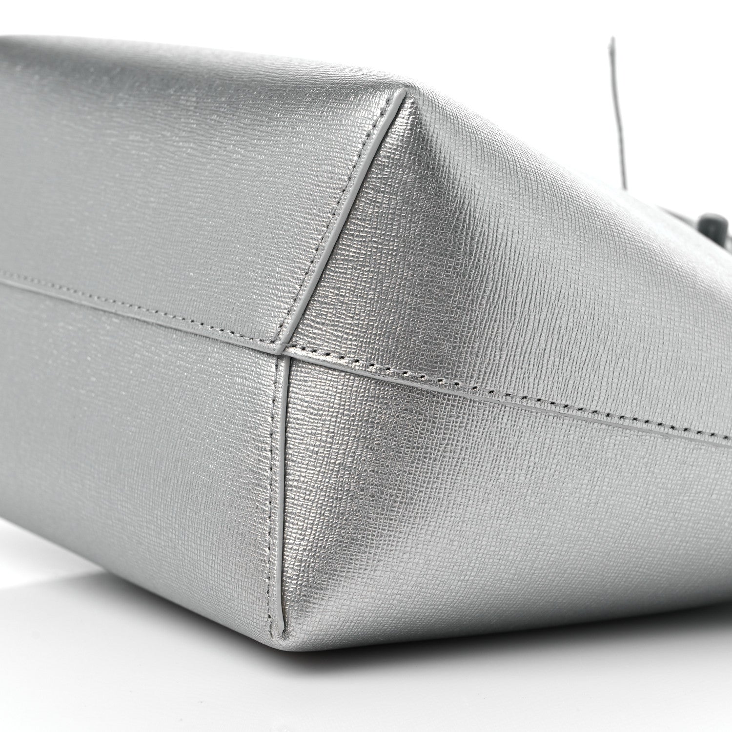 Mansur Gavriel Metallic Calfskin Bucket Bag Silver 7 of 10