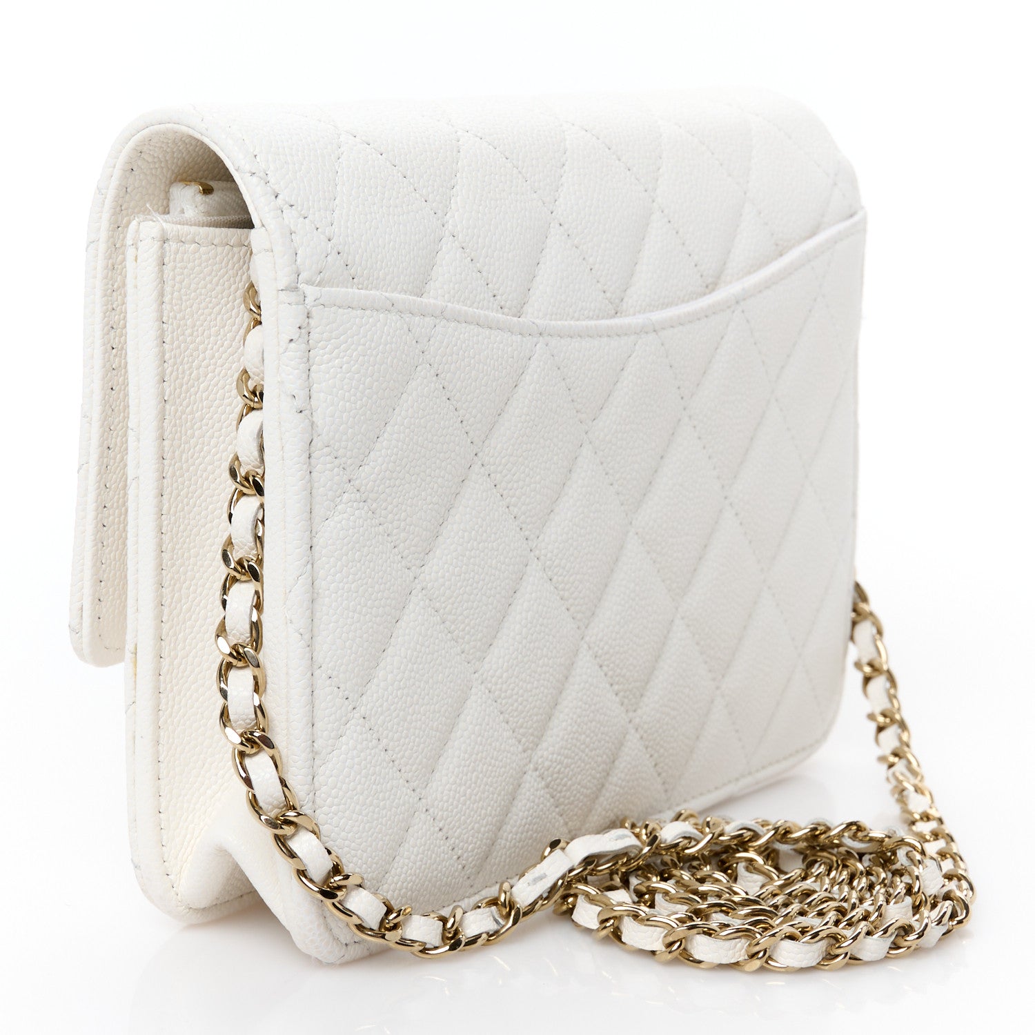 Chanel Caviar Quilted Square Wallet On Chain WOC White 3 of 11