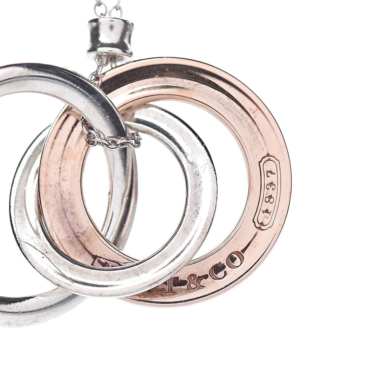 Tiffany Sterling Silver Rubedo Small Interlocking Circles Pendant Necklace 8 of 10