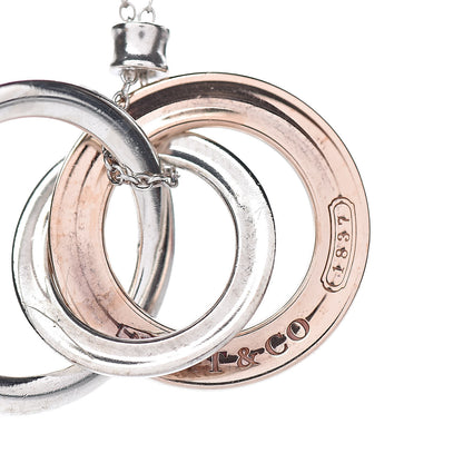 Tiffany Sterling Silver Rubedo Small Interlocking Circles Pendant Necklace 8 of 10