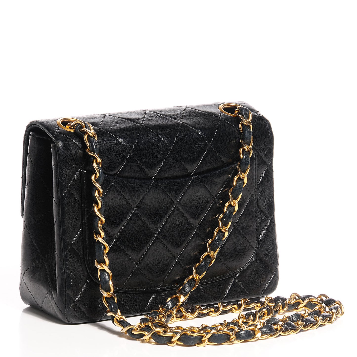 Lambskin Quilted Mini Square Flap Black