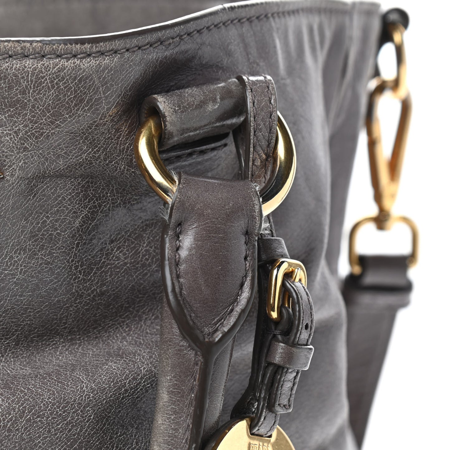 Vitello Shine Top Handle Bag Fumo