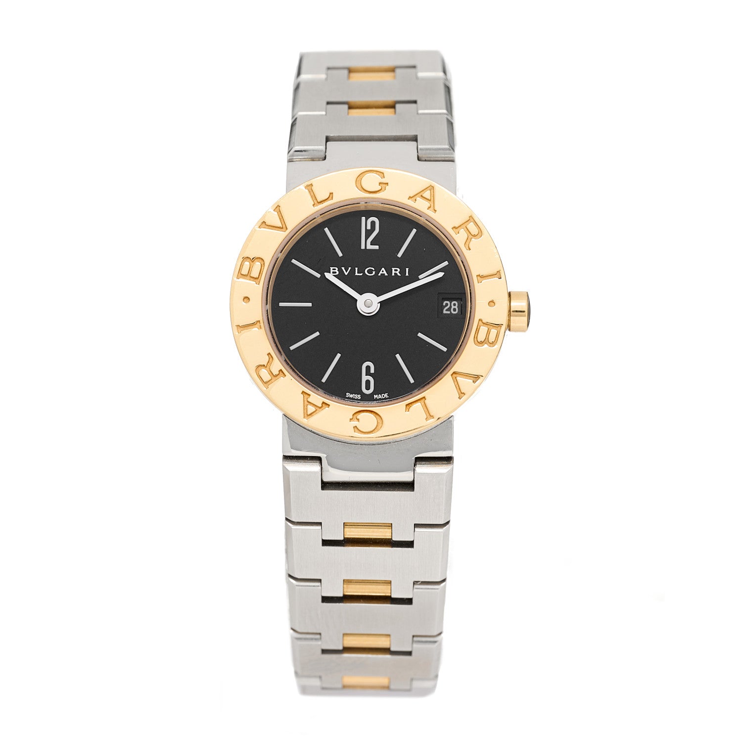 Bulgari Stainless Steel 18K Yellow Gold 23mm Quartz Watch Black 1 of 5