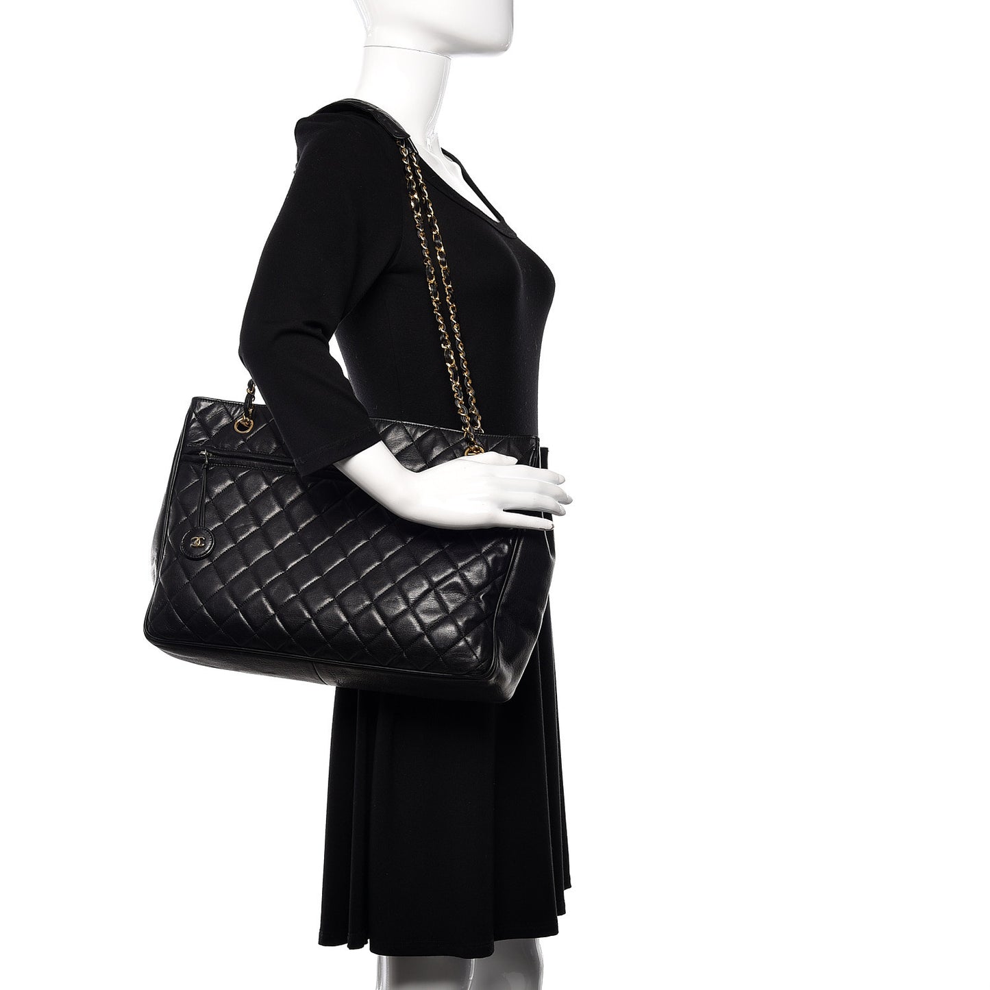 Lambskin Quilted Shoulder Bag Black