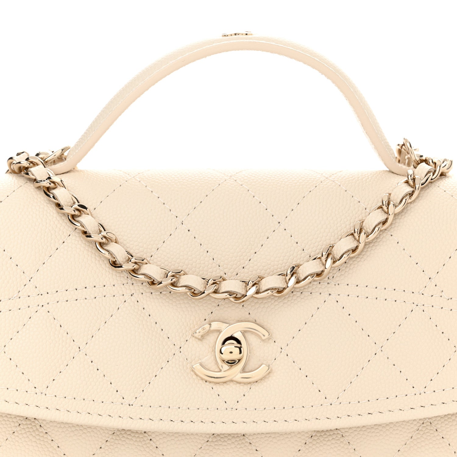 Chanel Caviar Quilted Trendy Handle Clutch With Chain Ecru 9 of 12