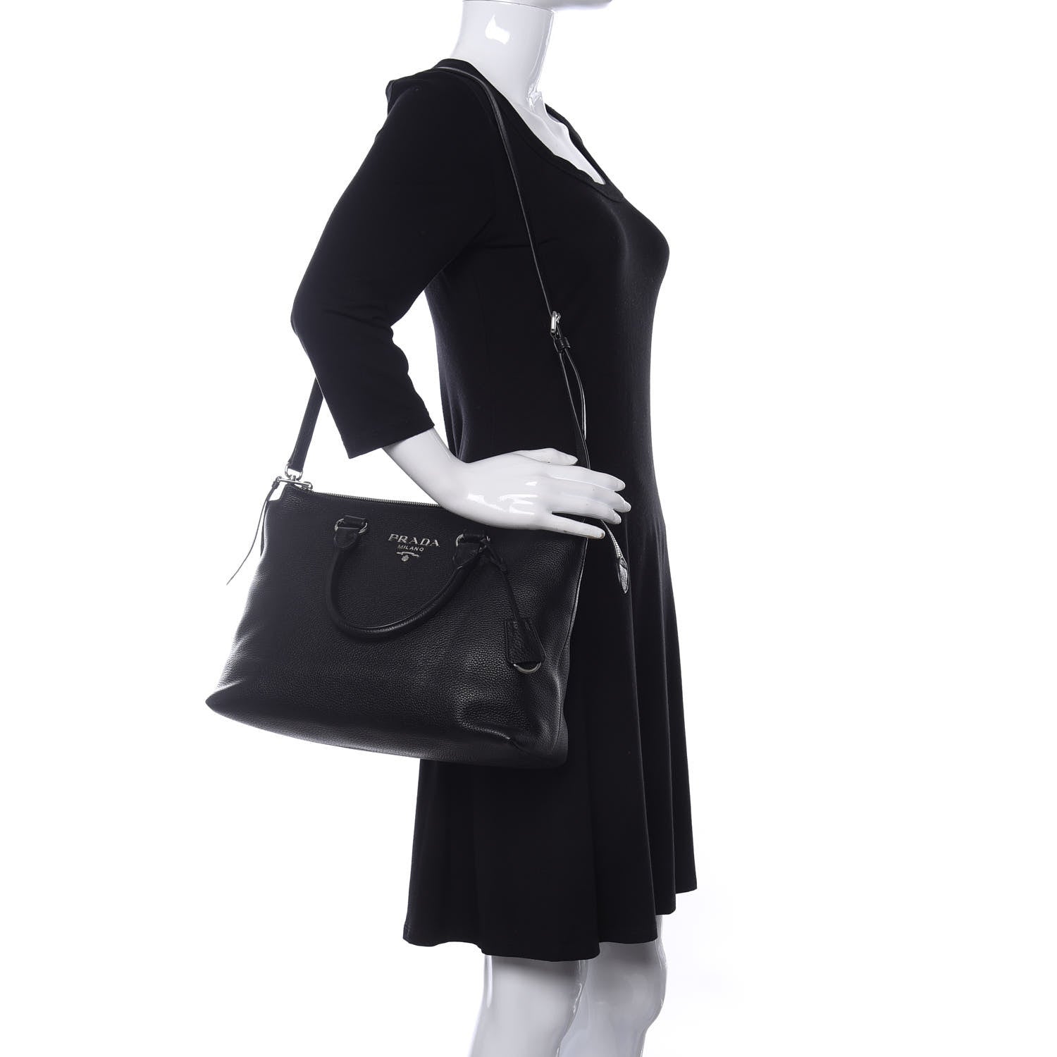 Prada Vitello Daino Tote Black 2 of 11