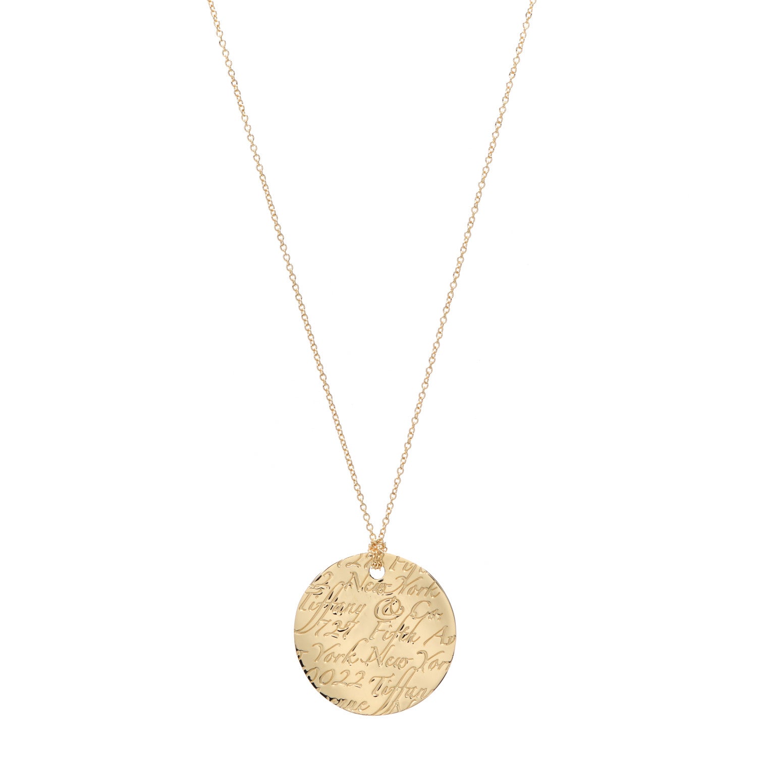 Tiffany 18K Yellow Gold Notes Round Pendant Necklace 1 of 5
