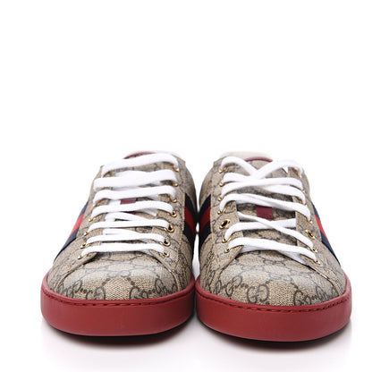 Gucci GG Supreme Monogram Ayers Mens New Ace Low-Top Sneaker 11 Beige Red 2 of 8