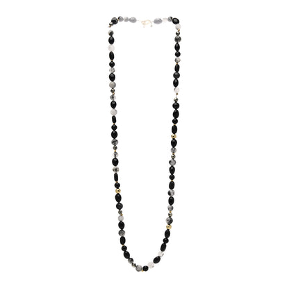David Yurman 18K Yellow Gold Quartz Black Onyx Pyrite Signature Bead Toggle Necklace 3 of 6