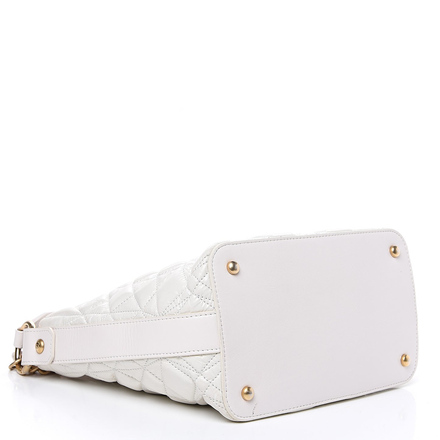 Glazed Calfskin Quilted State Of The Art Hobo White