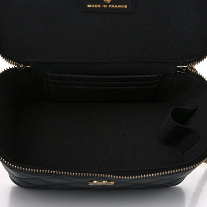 Chanel Lambskin Quilted Small Top Handle Vanity Case With Chain Black 5 of 13