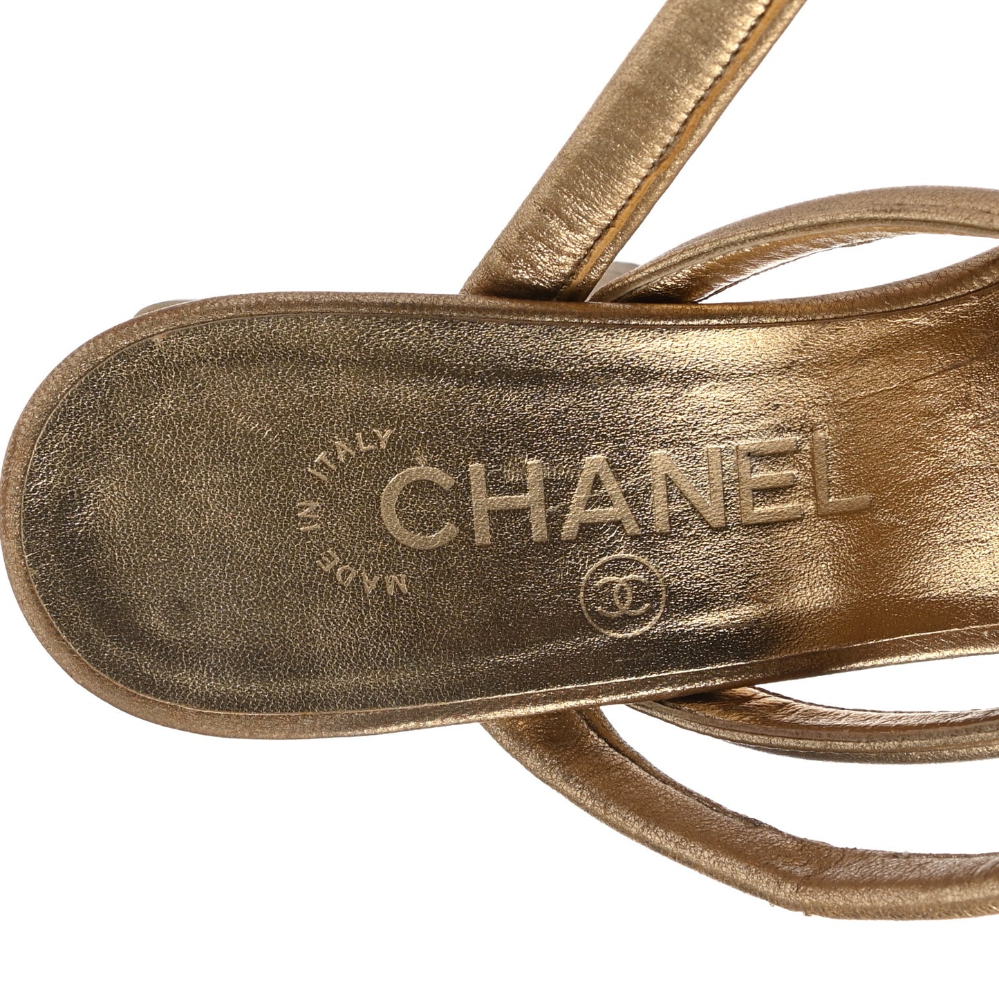 Laminated Lambskin Gladiator Sandals 36 Gold