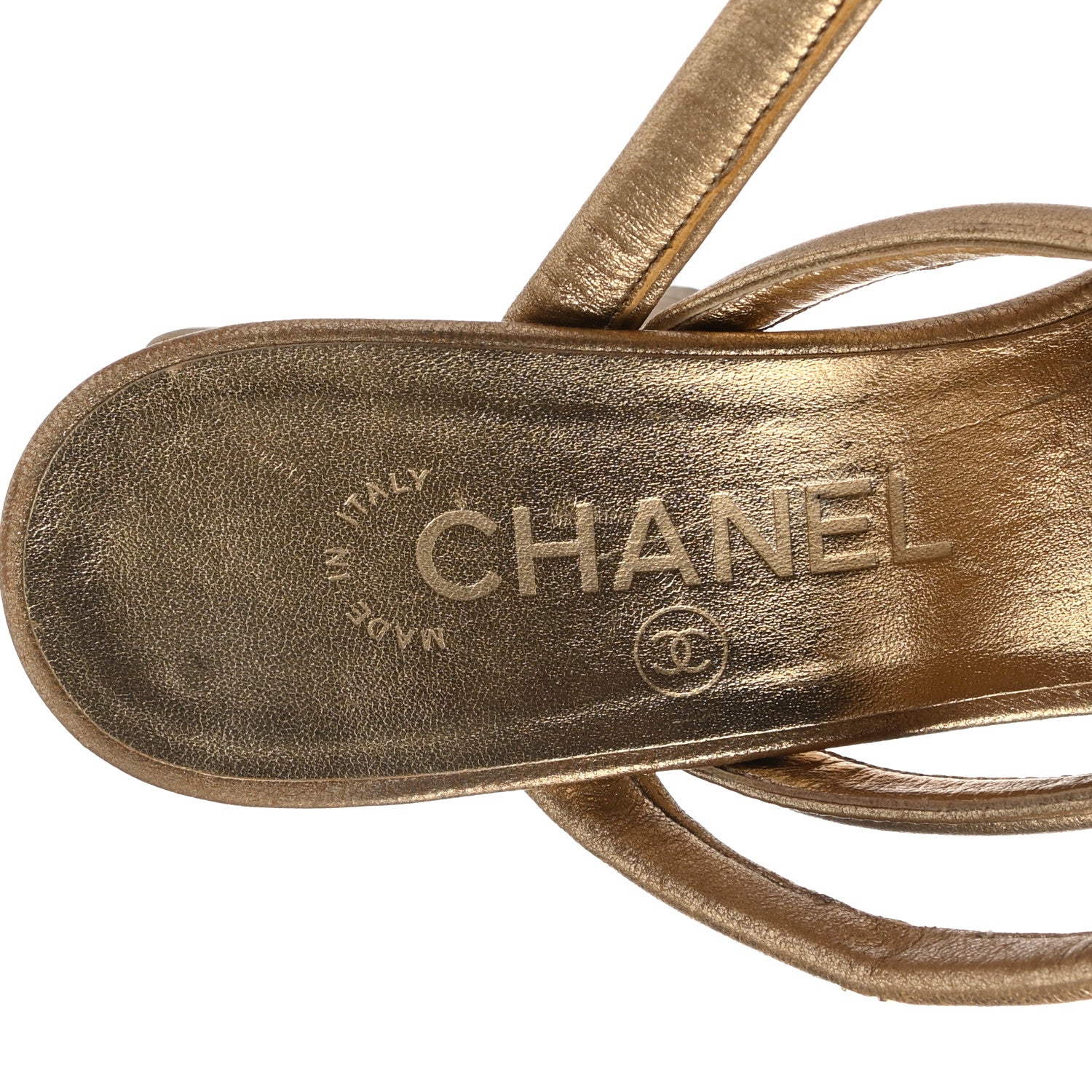 Chanel Laminated Lambskin Gladiator Sandals 36 Gold 7 of 8