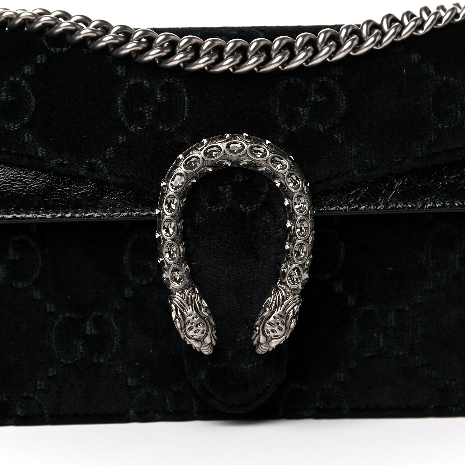 Gucci Velvet Skipper Crystal GG Monogram Small Dionysus Shoulder Bag Black Black Diamond 9 of 12