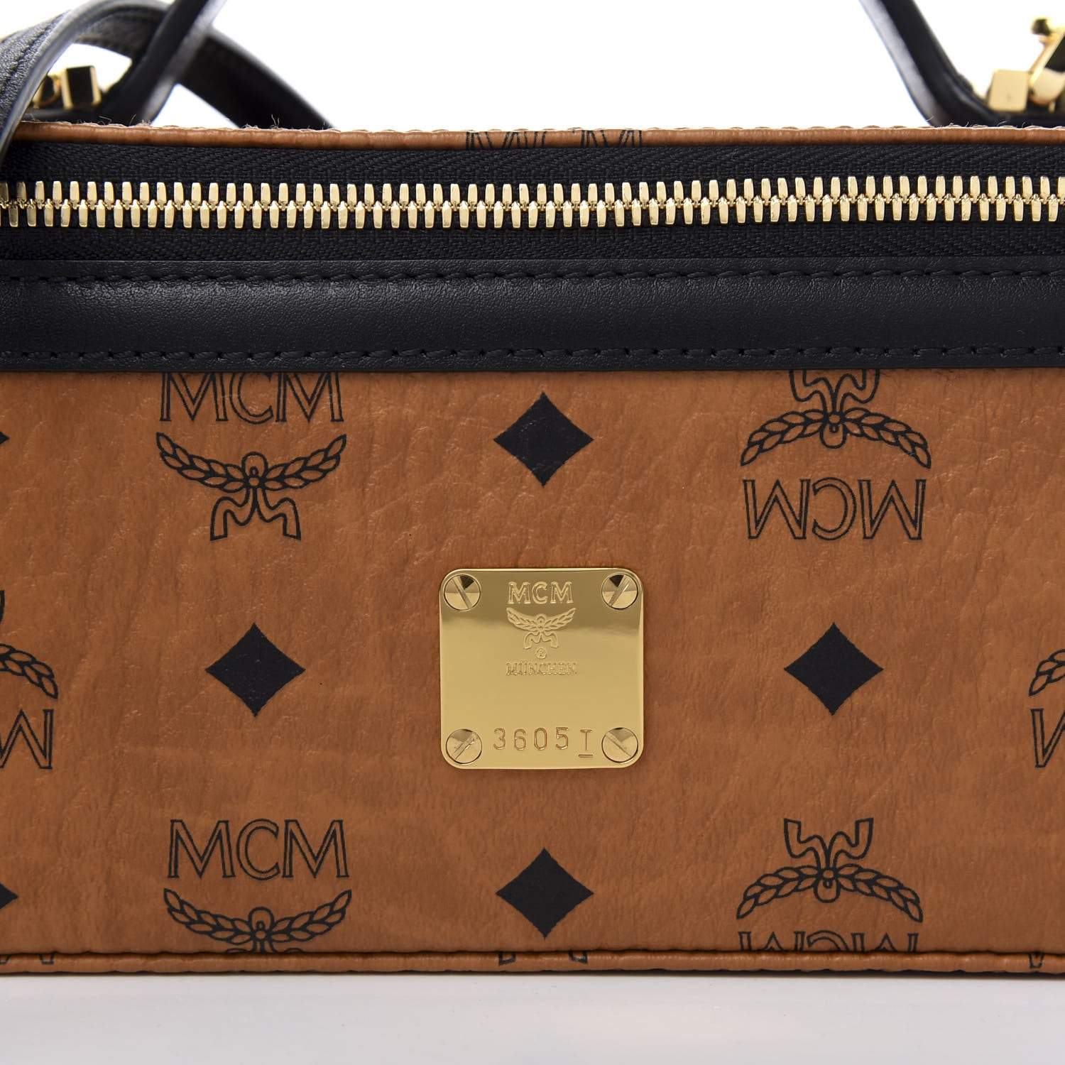 MCM Visetos Vanity Case Cognac Black 9 of 9