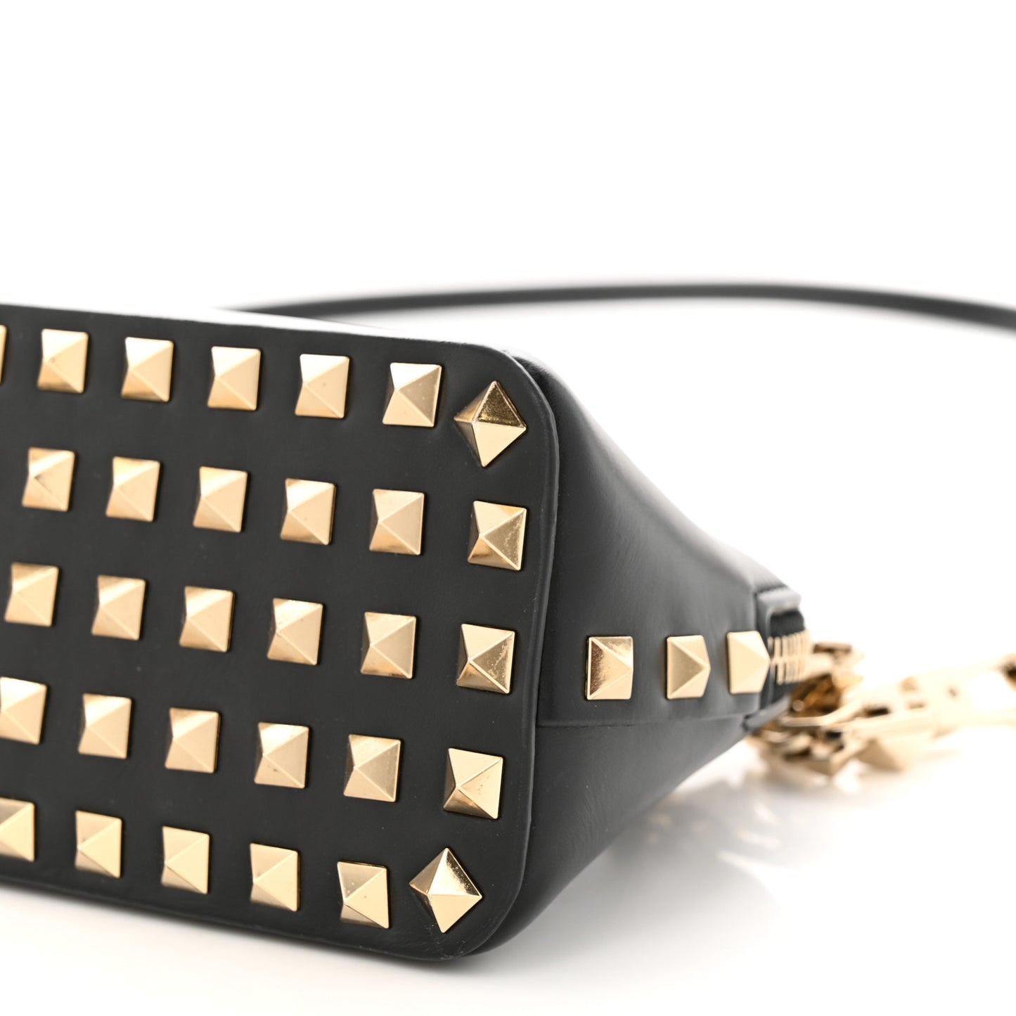 Smooth Calfskin Rockstud East West Crossbody Clutch Bag Black