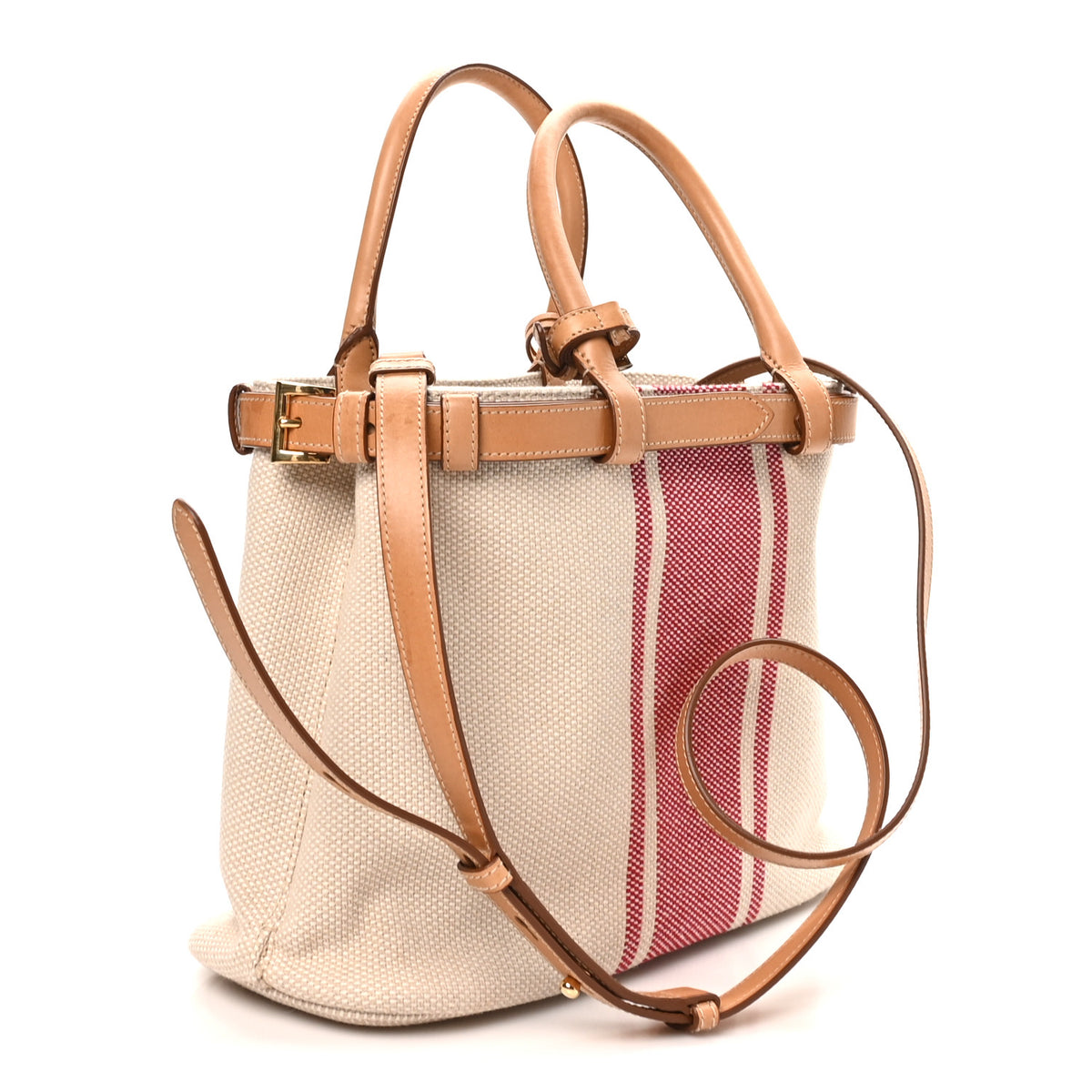 Canapa Vitello Small Buckle Bag Tan Red