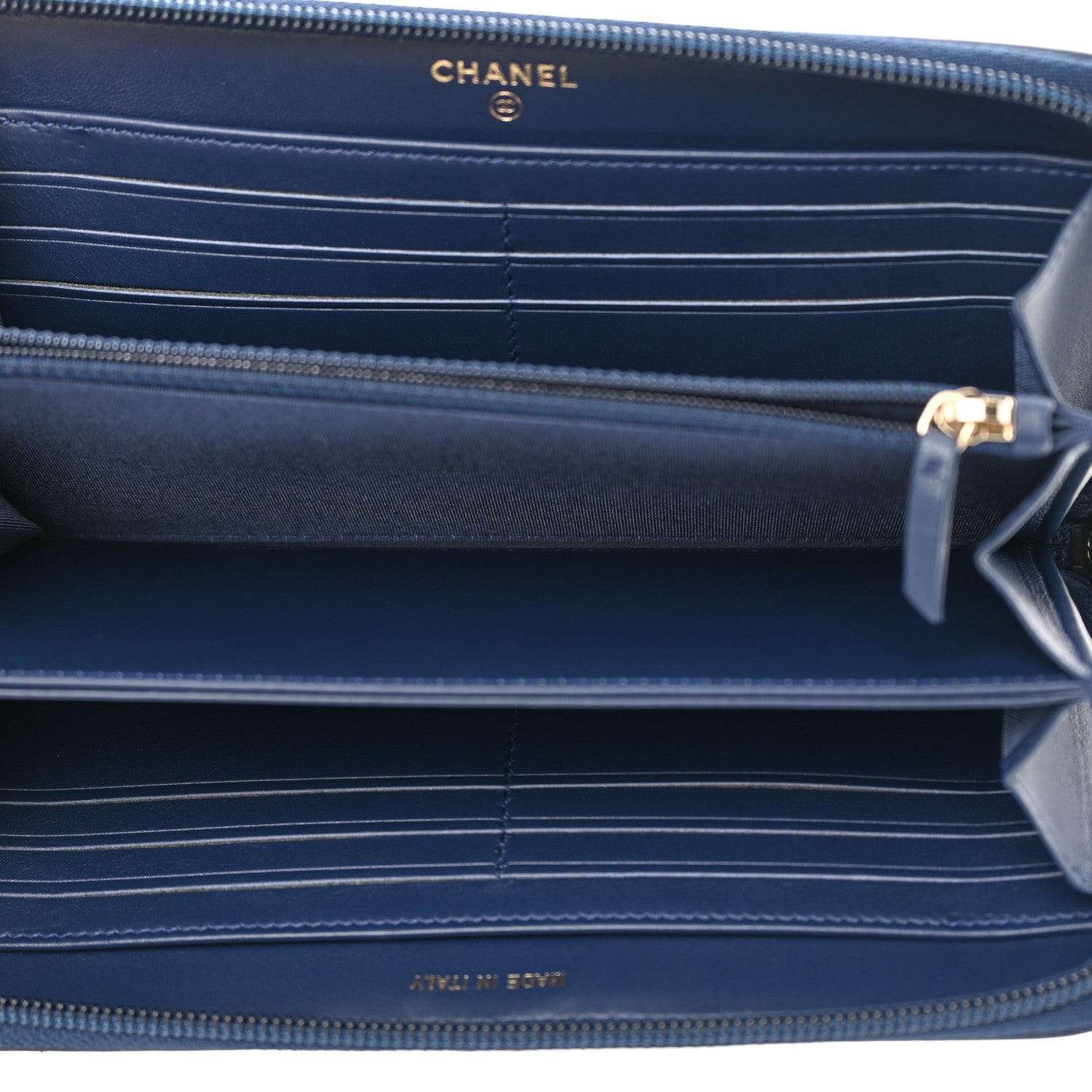 Chanel Lambskin Quilted Boy Zip Around Wallet Blue 5 of 13
