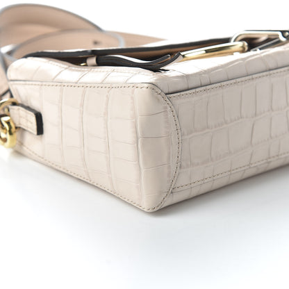 Chloe Calfskin Crocodile Embossed Mini Faye Day Shoulder Bag Cement Pink 6 of 11