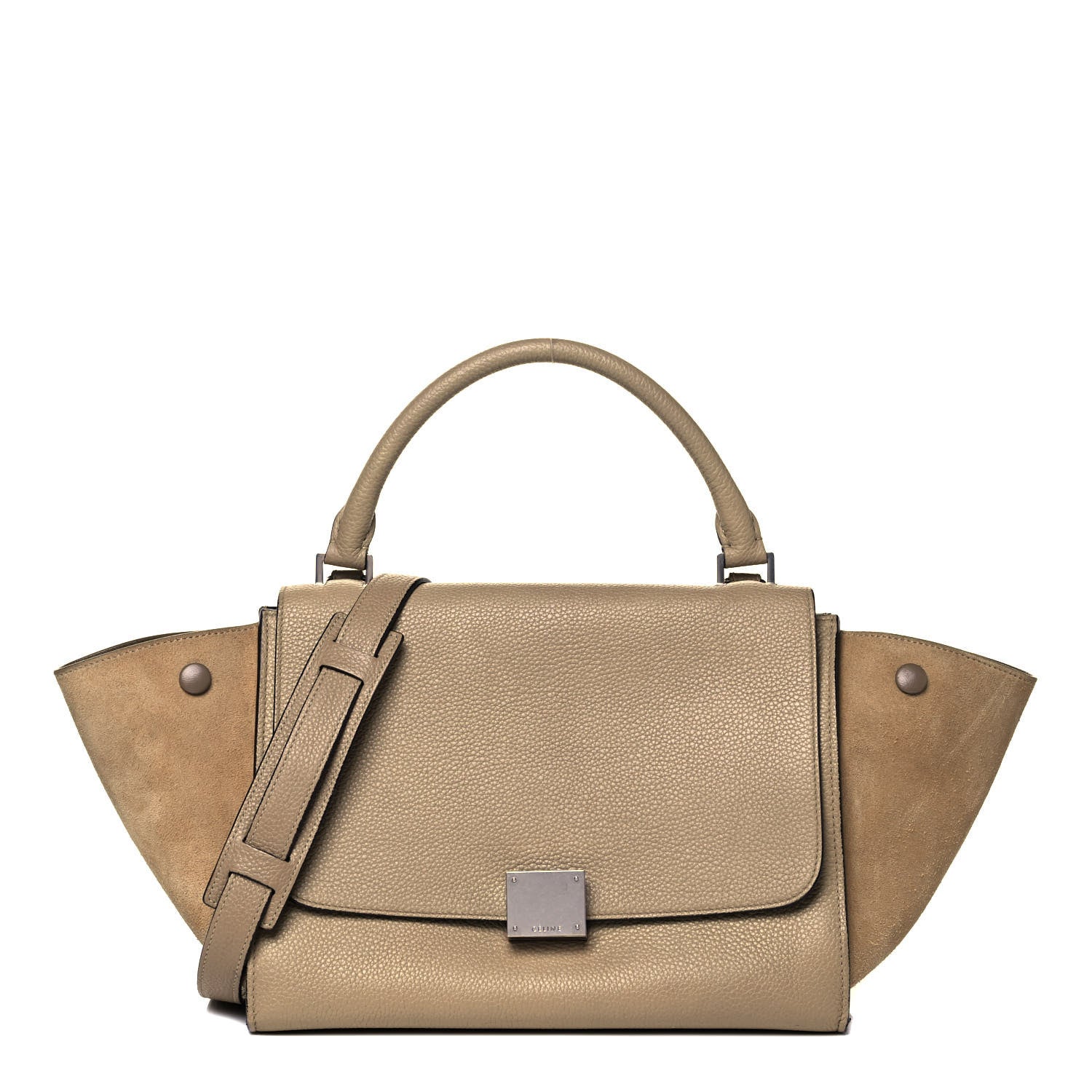 Celine Drummed Calfskin Suede Medium Trapeze Dune 1 of 9