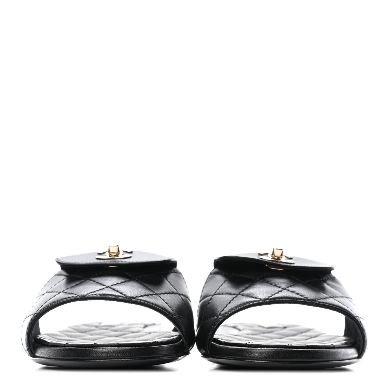 Chanel Lambskin Quilted CC Turnlock Sandals 38.5 Black 2 of 4