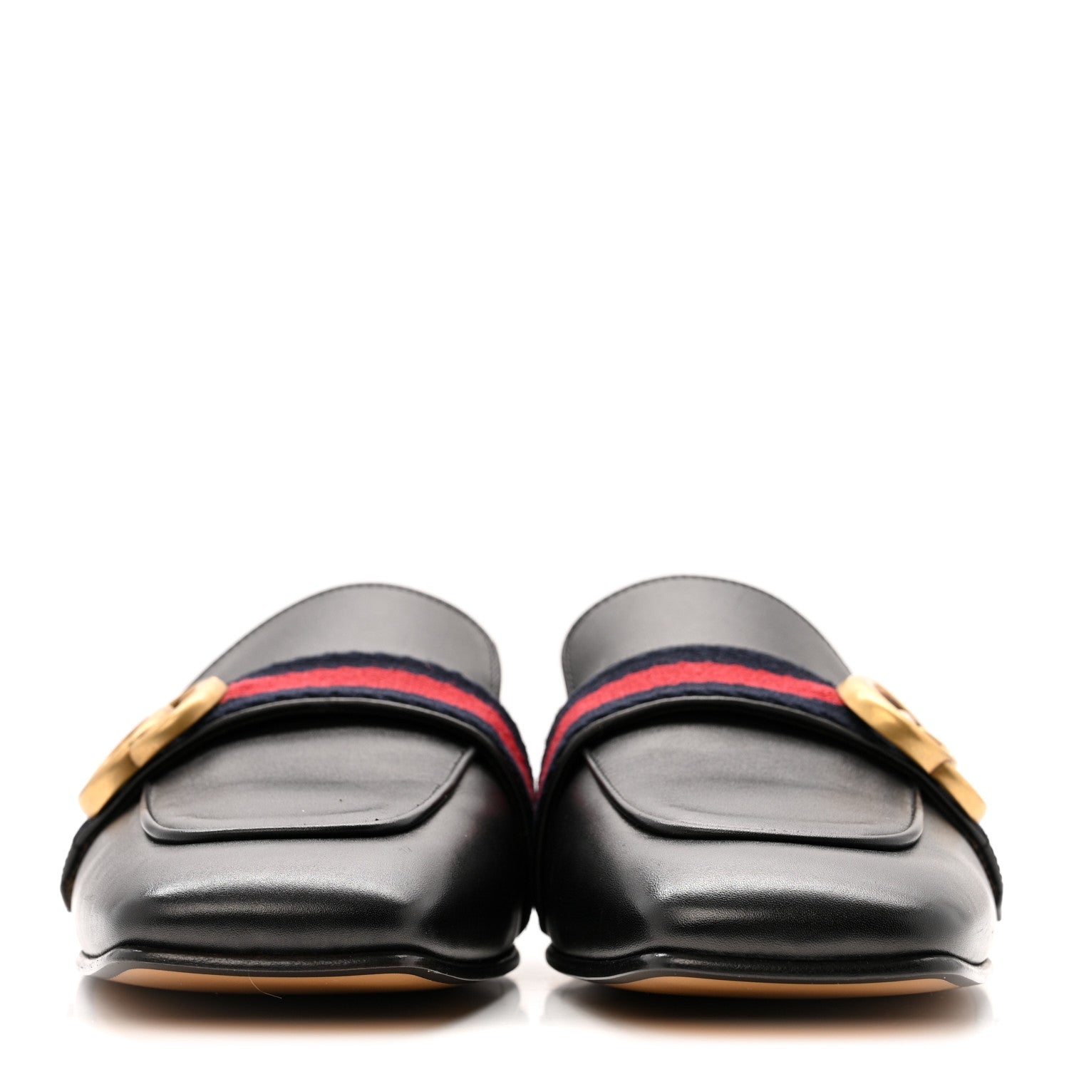 Gucci Betis Glamour Calfskin Web Womens Peyton GG Slippers 39.5 Black 3 of 12