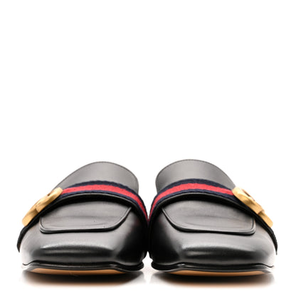Gucci Betis Glamour Calfskin Web Womens Peyton GG Slippers 39.5 Black 3 of 12