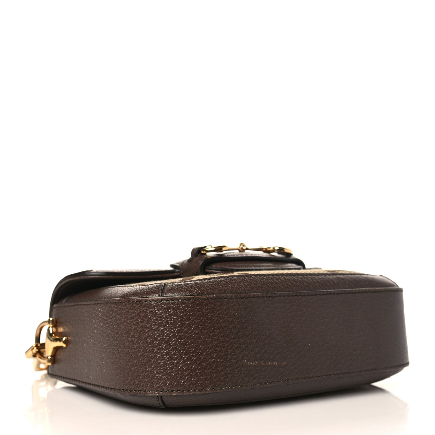Monogram Jumbo GG Textured Dollar Calfskin Web Mini Horsebit 1955 Shoulder Bag Camel Ebony New Acero