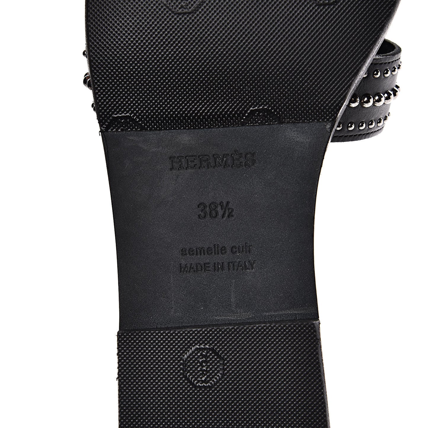 Calfskin Studded Oran Sandals 38.5 Black