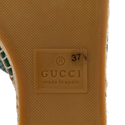 Gucci Malaga Kid Perforated Criss Cross Espadrille Slide Sandals 37.5 Emerald Hibiscus Red 7 of 10