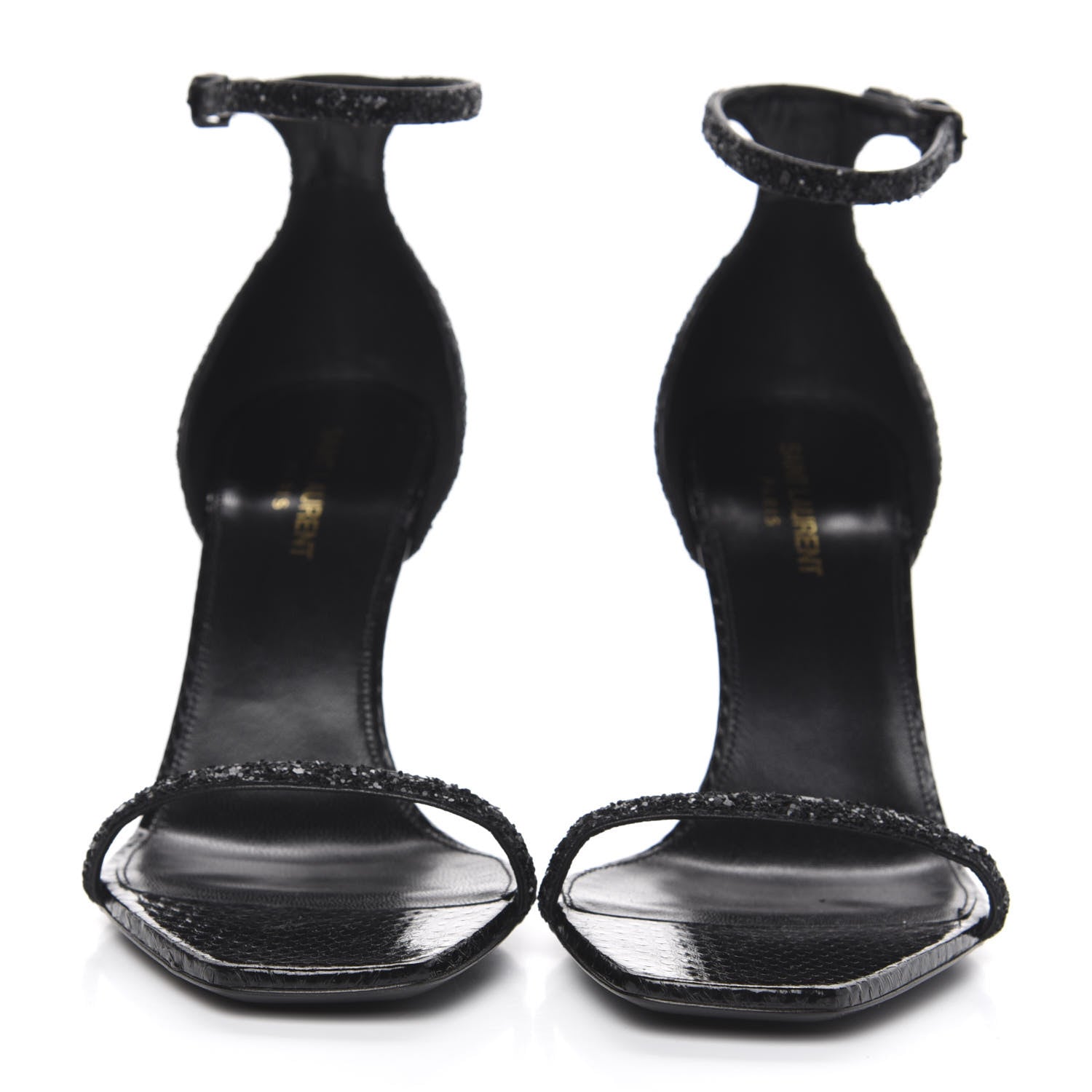 Saint Laurent Glitter Opyum Sandals 40 Black 2 of 7