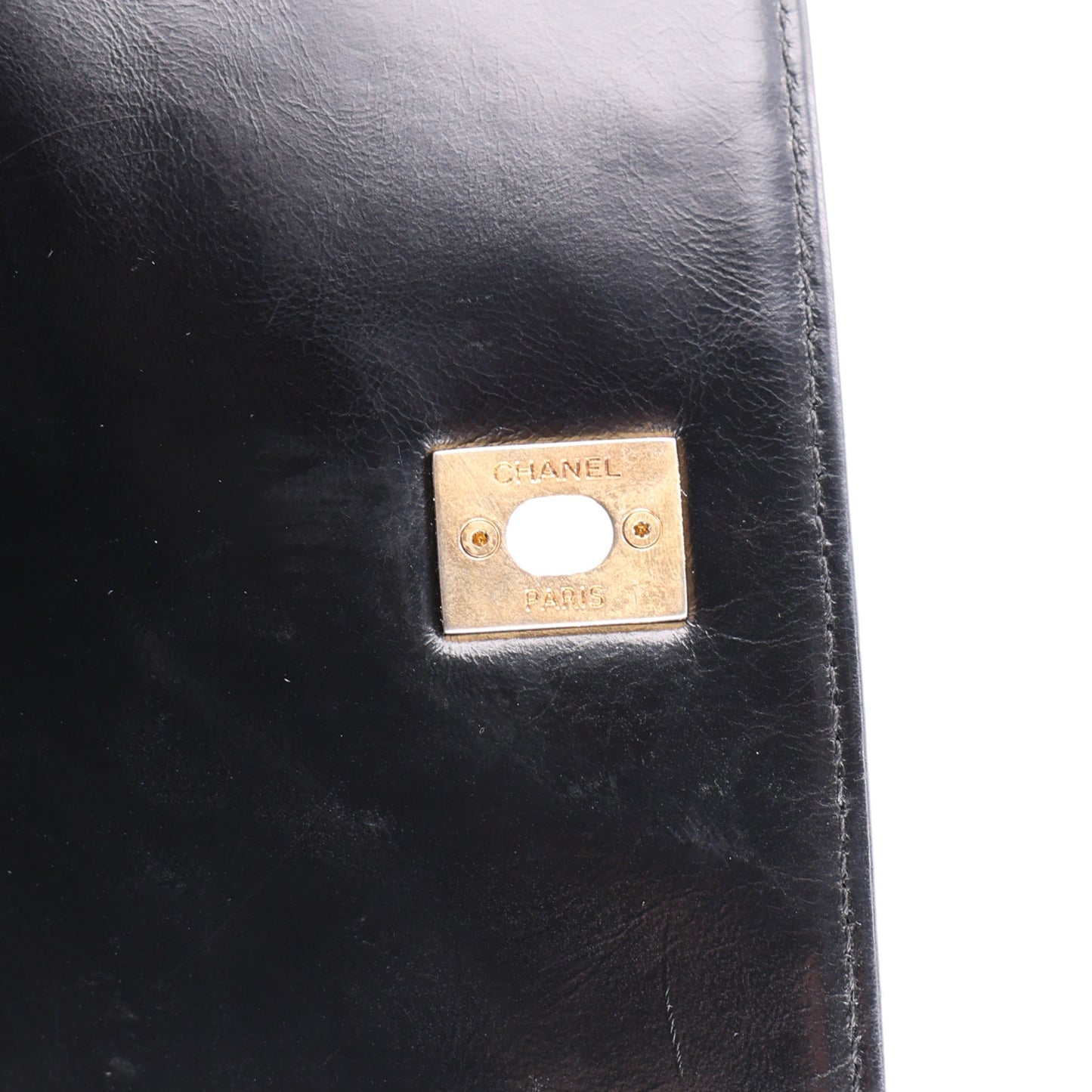 Aged Calfskin Chevron Quilted Small Coco Handle Flap Black