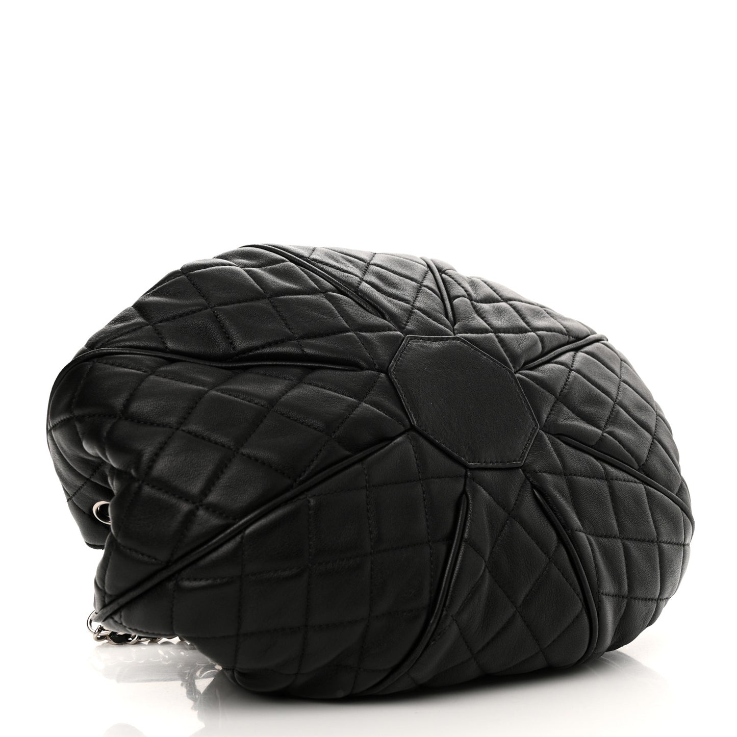 Calfskin Quilted Drawstring Sac Cordon Bag Black