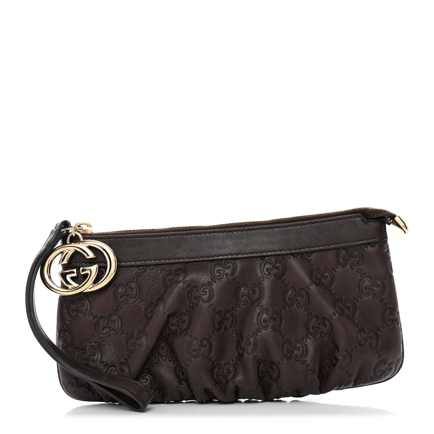 Guccissima Signature New Britt Wristlet Chocolate