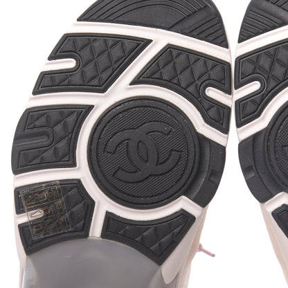 Chanel Nylon Lambskin Suede Calfskin CC Sneakers 41 Pink 6 of 8