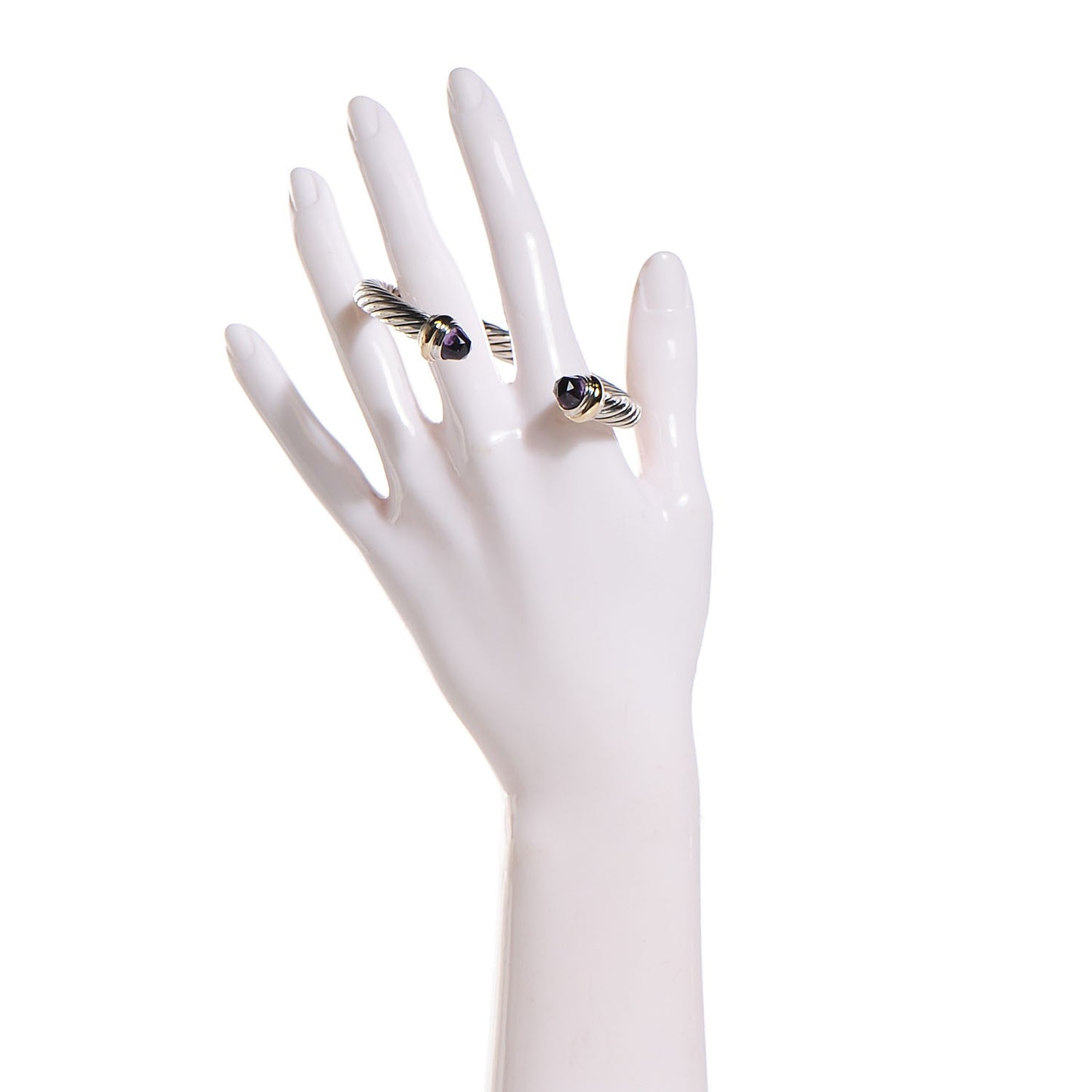 Sterling Silver 14K Yellow Gold Amethyst 7mm Cable Classics Bracelet