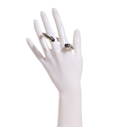 David Yurman Sterling Silver 14K Yellow Gold Amethyst 7mm Cable Classics Bracelet 2 of 5