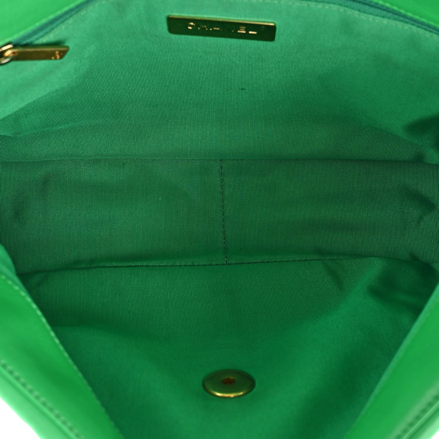 Goatskin Quilted Large Chanel 19 Flap Green