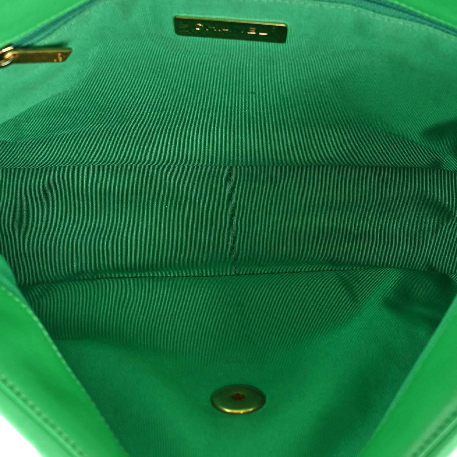 Chanel Goatskin Quilted Large Chanel 19 Flap Green 5 of 12