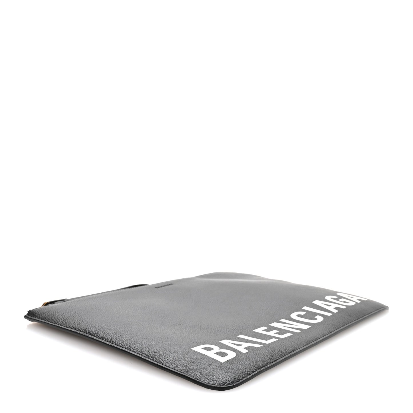 Calfskin Logo Large Cash Pouch With Handle Black White